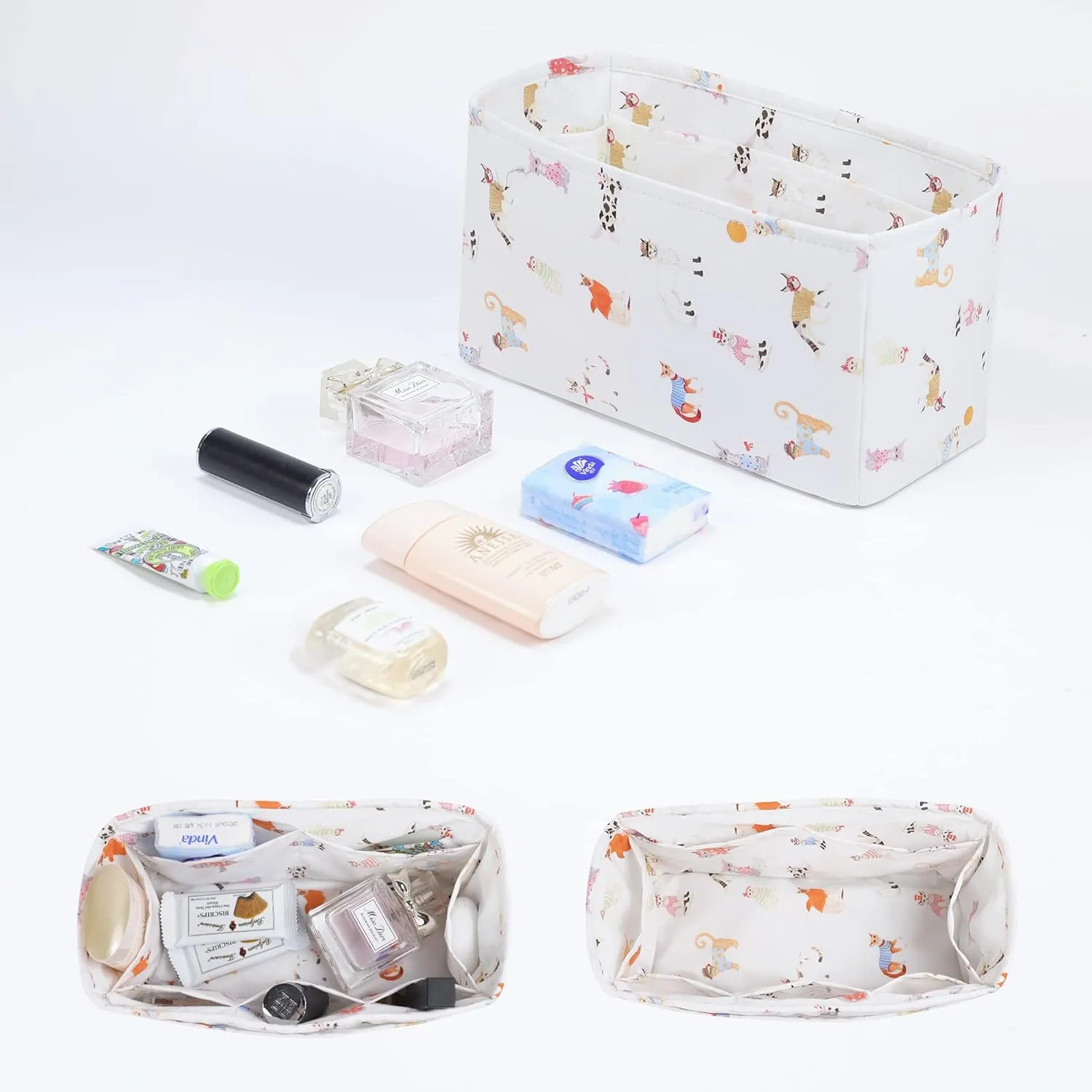 Purse Organizer Insert fits Kelly24/24 mini/29/35 bags, Lightweight Bag organizer for Women Luxury Handbag Tote, Soft Inner Bag (24/24-29, Cat Paradise)