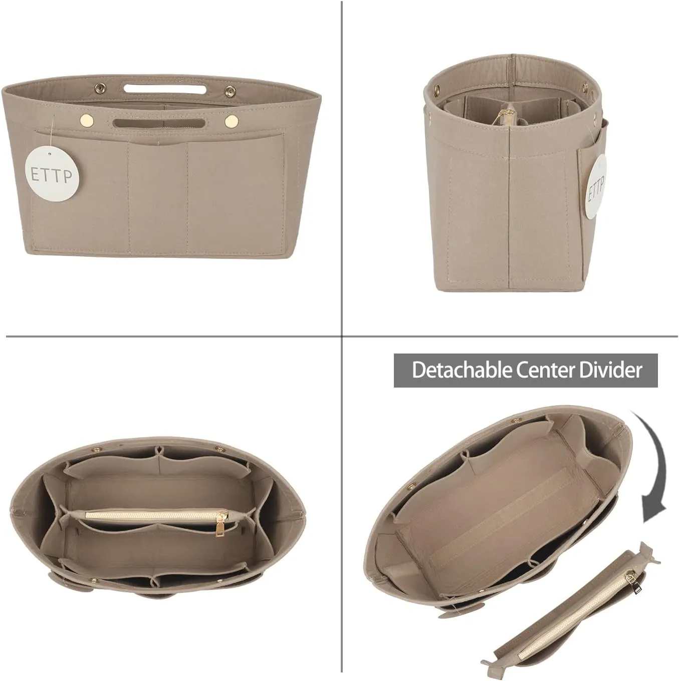 Purse Organizer Insert For Handbags, Tote Bag Organizer Insert Compatible with Neverful gracefull onthego and more (Beige, Large)