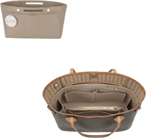Purse Organizer Insert For Handbags, Tote Bag Organizer Insert Compatible with Neverful gracefull onthego and more (Beige, Large)