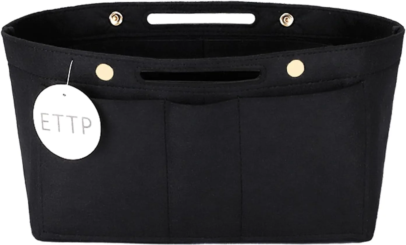 Purse Organizer Insert For Handbags, Tote Bag Organizer Insert Compatible with Neverful gracefull onthego and more (Black, Large)