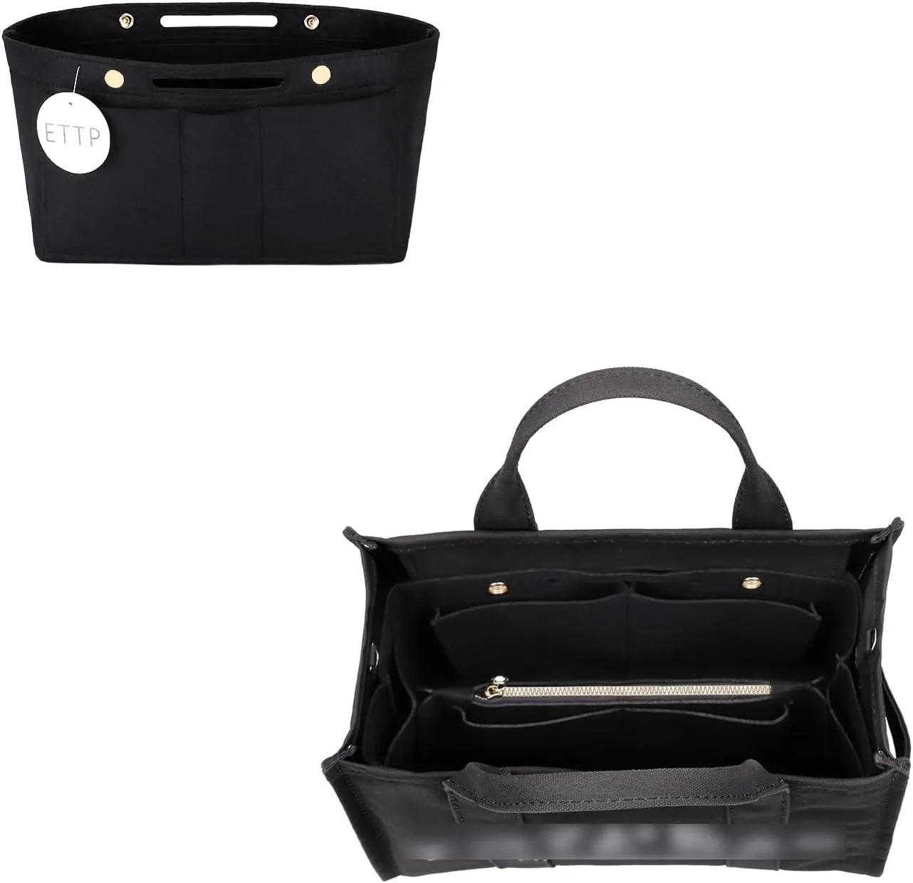 Purse Organizer Insert For Handbags, Tote Bag Organizer Insert Compatible with Neverful gracefull onthego and more (Black, Large)