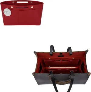 Purse Organizer Insert For Handbags, Tote Bag Organizer Insert Compatible with Neverful gracefull onthego and more (Red, Large)