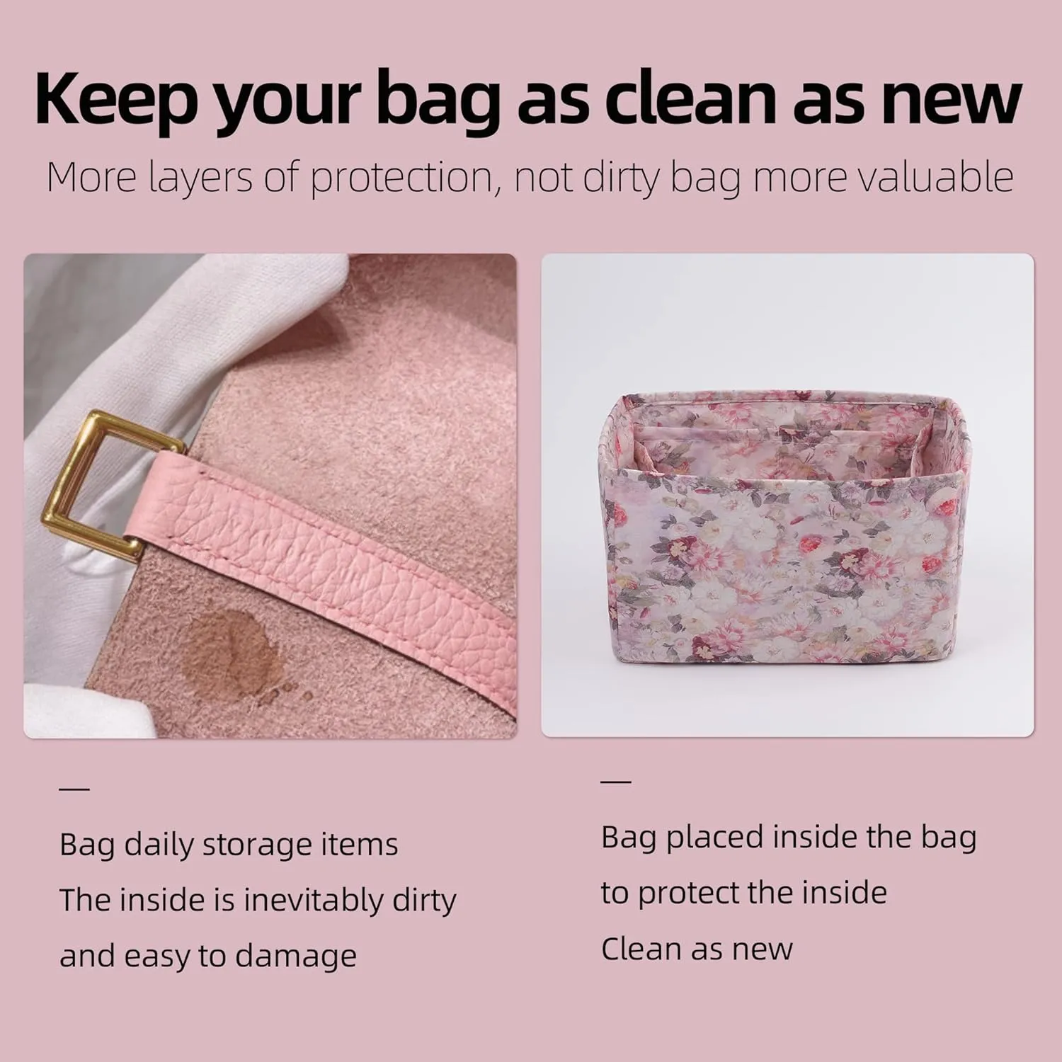 Purse Organizer Insert for LV Speedy Nano16/20/25/30/35 Bags, Soft Handbag Tote Organizer Liner, Women Luxury Handbag Tote Inner Bag (Nano 16, Kaleidoscope)