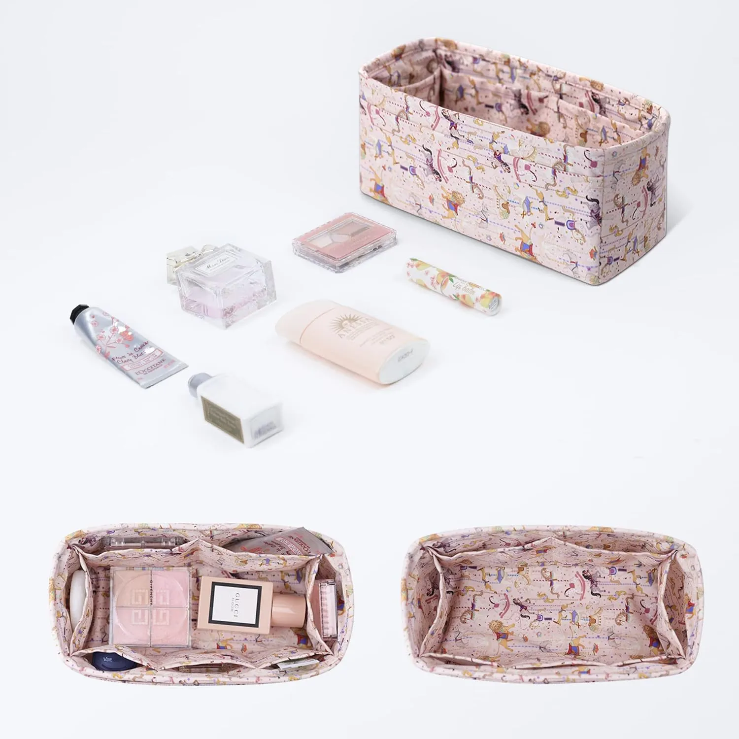 Purse Organizer Insert for LV Speedy Nano16/20/25/30/35, Soft Luxury Handbag Tote Inner Bag, Lightweight Bag Organizer Liner (Nano 16,Circus(Pink))