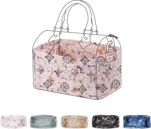 Purse Organizer Insert for LV Speedy Nano16/20/25/30/35, Soft Luxury Handbag Tote Inner Bag, Lightweight Bag Organizer Liner (Nano 16,Circus(Pink))