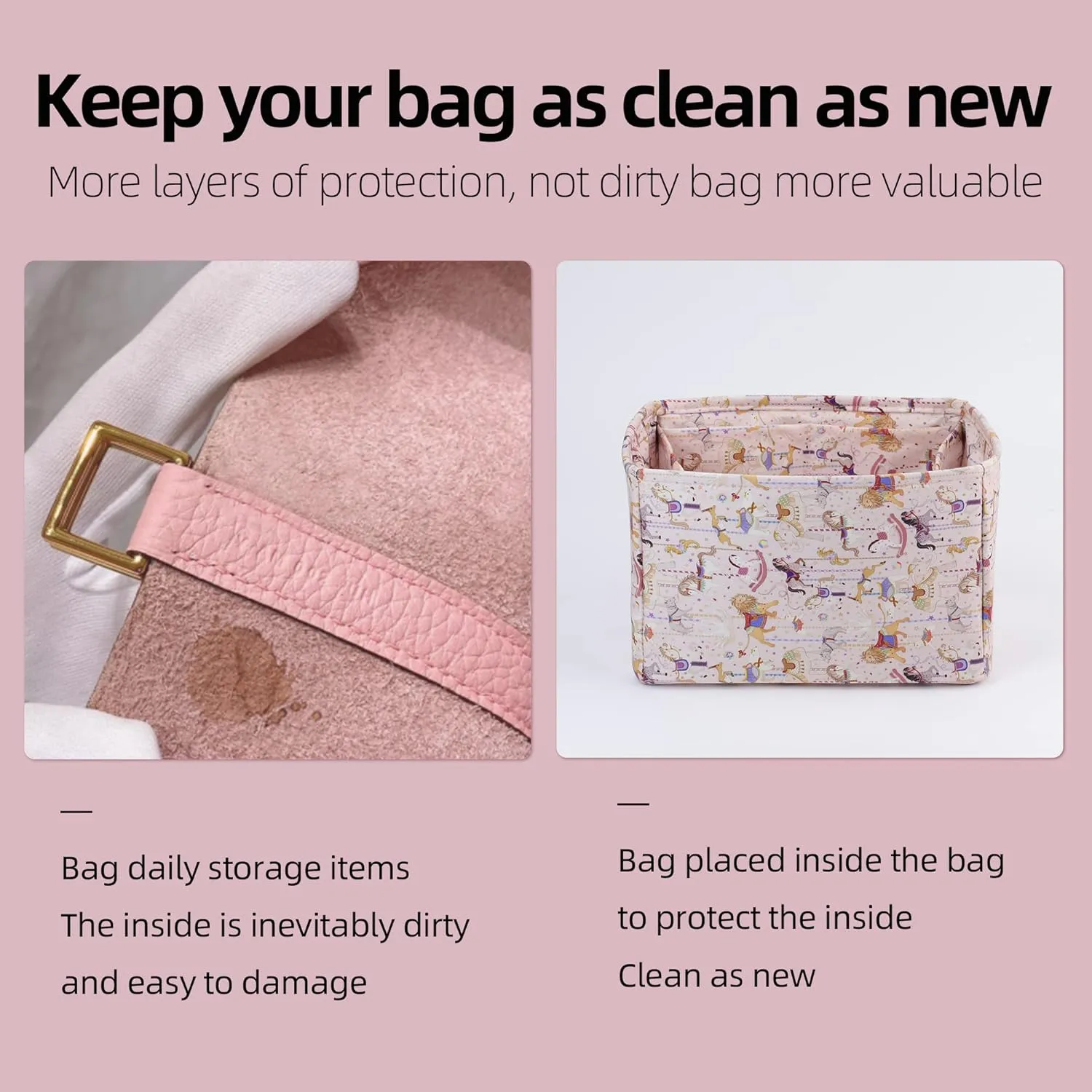 Purse Organizer Insert for LV Speedy Nano16/20/25/30/35, Soft Luxury Handbag Tote Inner Bag, Lightweight Bag Organizer Liner (Nano 16,Circus(Pink))