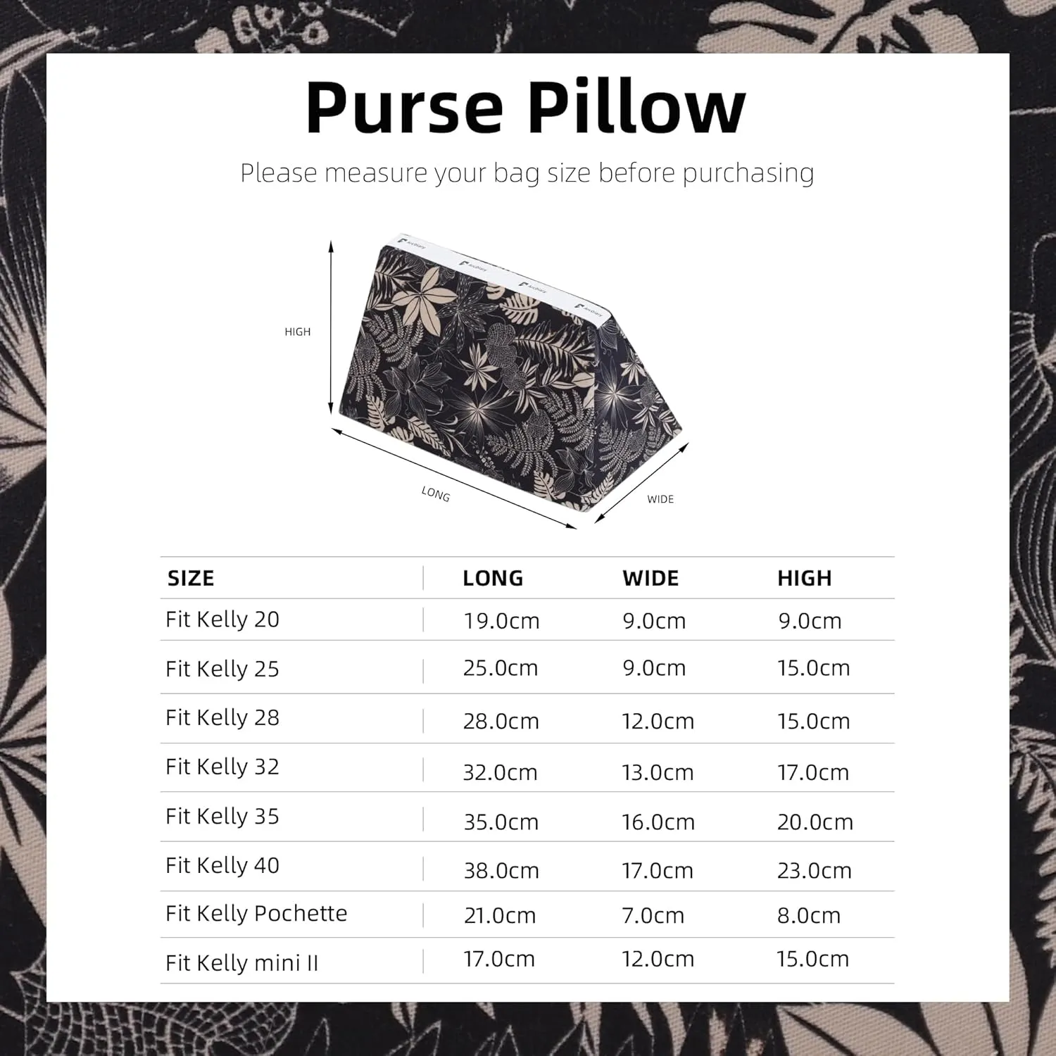 Purse Pillow Insert for Kelly mini/25/28/32/35 bags, Soft Memory Foam Bag Pillow, Luxury Handbag Tote Shaper (Kelly25,Dark Fragrance)