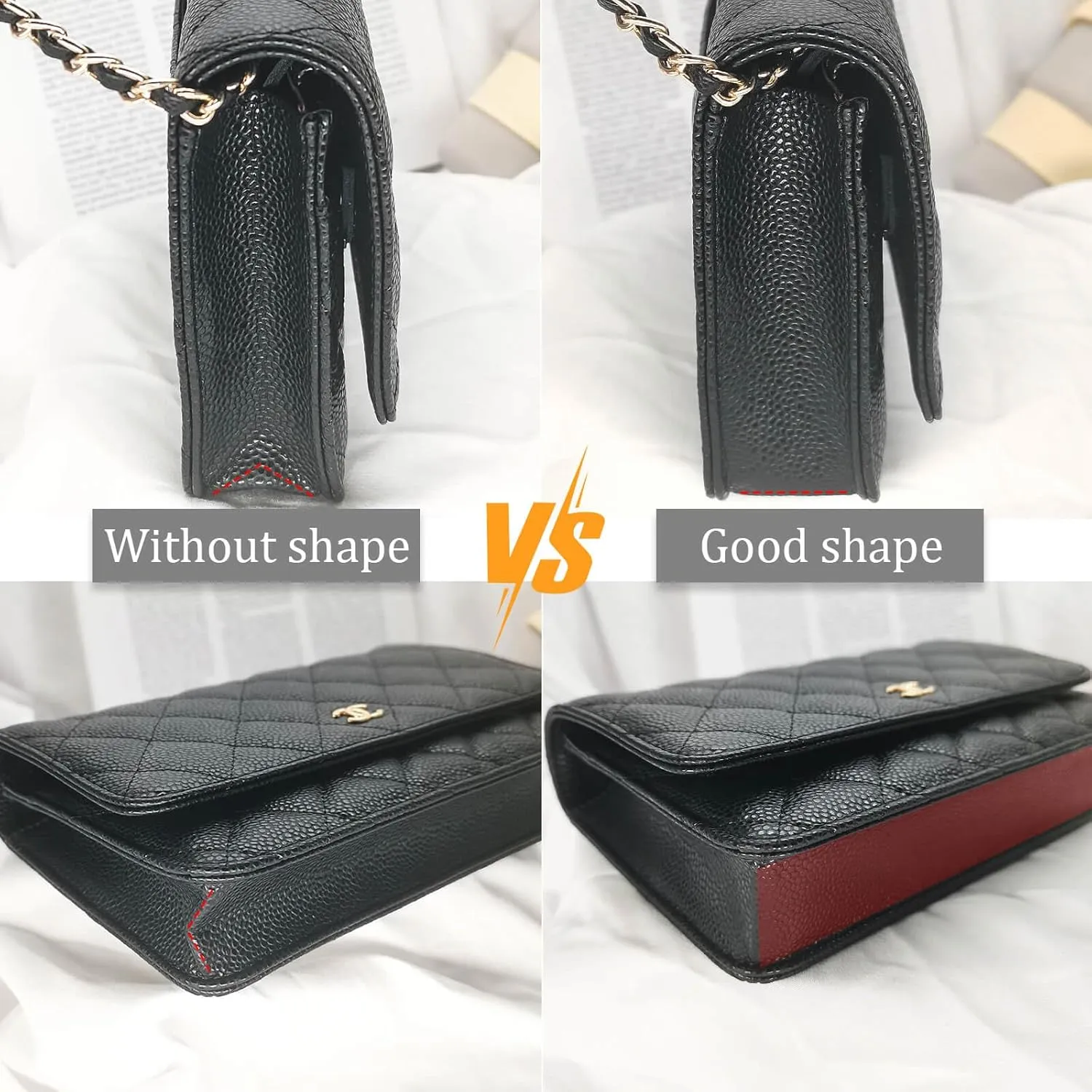 Purse WOC Felt Base Shaper Saver and Insert for Wallet on Chain Bag, Chain Bags Handbag woc Base Shaper(burgundy,Felt Base Shaper 7" x 1.2")