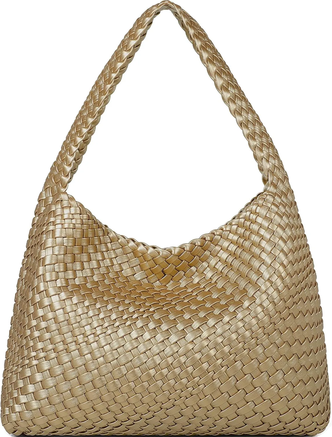 Queenoris Fashion Woven Purse for Women Top-handle Shoulder Bag Soft Summer Hobo Tote Bag