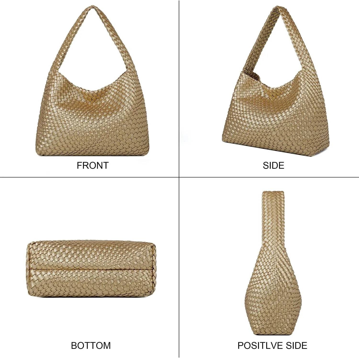 Queenoris Fashion Woven Purse for Women Top-handle Shoulder Bag Soft Summer Hobo Tote Bag