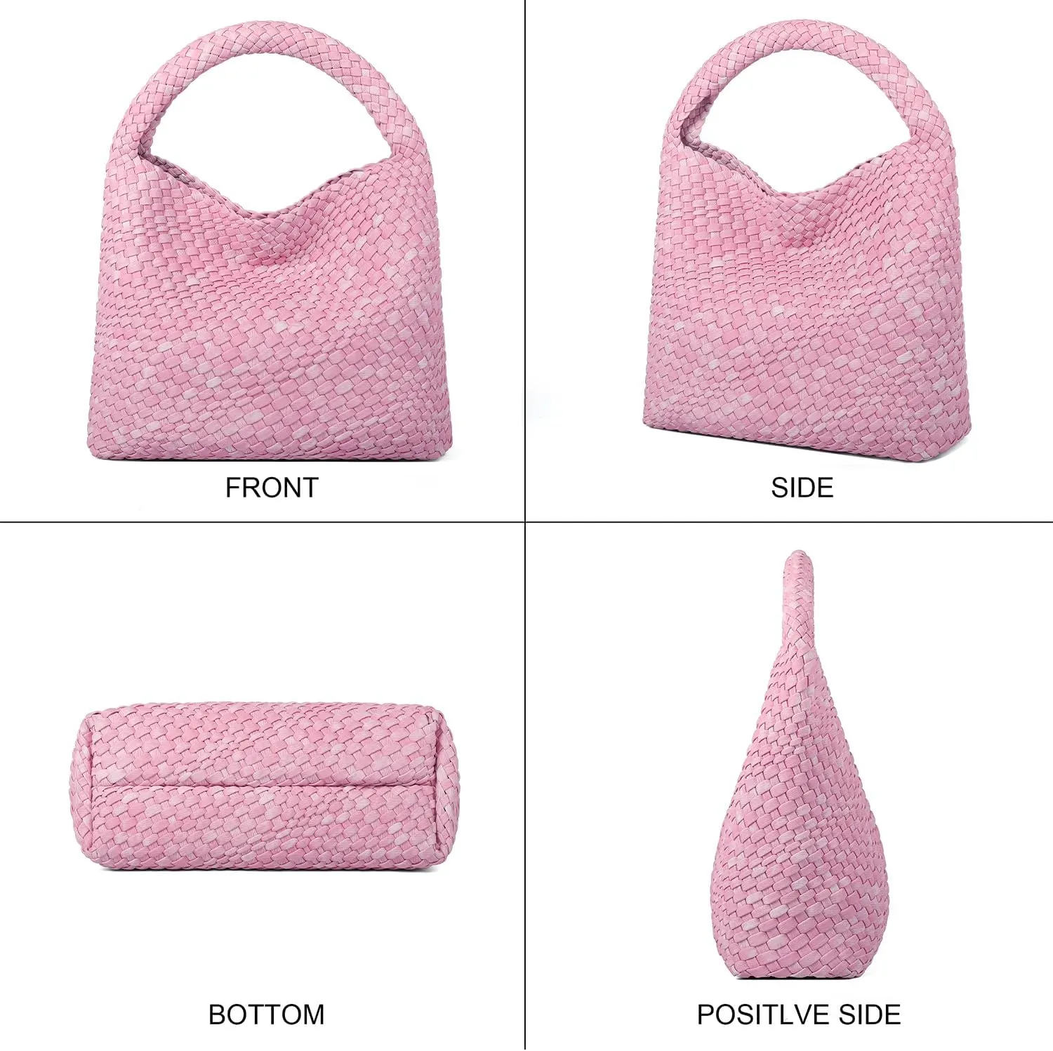 Queenoris Fashion Woven Purse for Women Top-handle Shoulder Bag Soft Summer Hobo Tote Bag