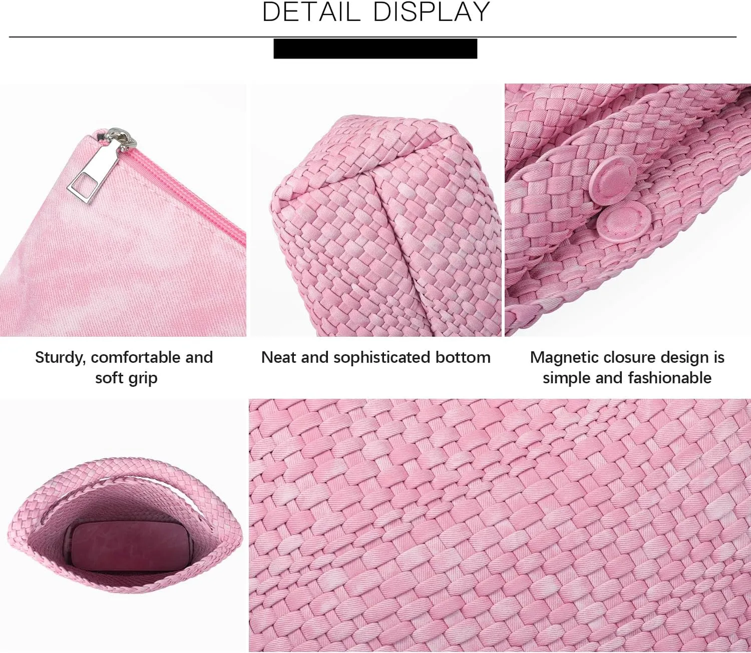 Queenoris Fashion Woven Purse for Women Top-handle Shoulder Bag Soft Summer Hobo Tote Bag