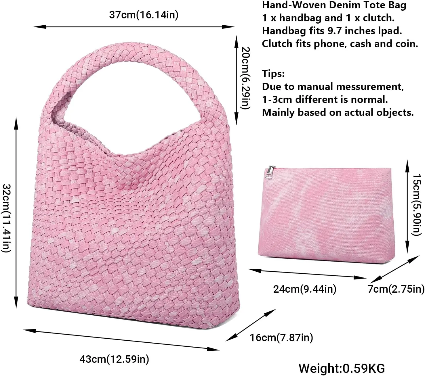 Queenoris Fashion Woven Purse for Women Top-handle Shoulder Bag Soft Summer Hobo Tote Bag