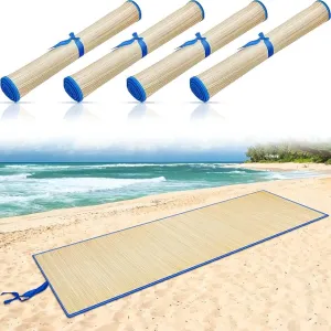 Qunclay 4 Packs Straw Beach Mat Waterproof Non Slip Straw Mat Foldable Lightweight Picnic Mat with Trim for Camping Sunbathing Picnic floor Yoga