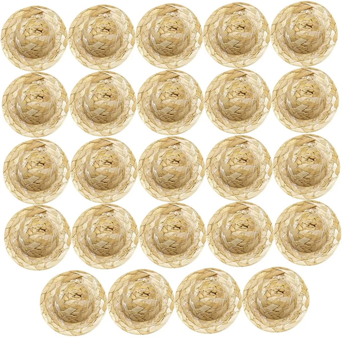 Realistic Hand-Woven Straw Hats for Dollhouse 24 Mini DIY Craft Props Home Decor