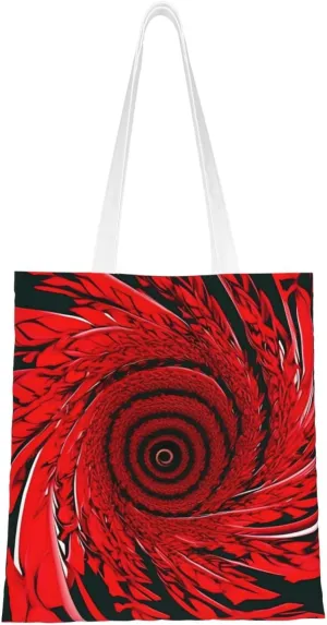 Red Flower Vortex Spiral Print Fashion Canvas Totebags Upgraded Perfect for Shopping Travel Daily Essentials