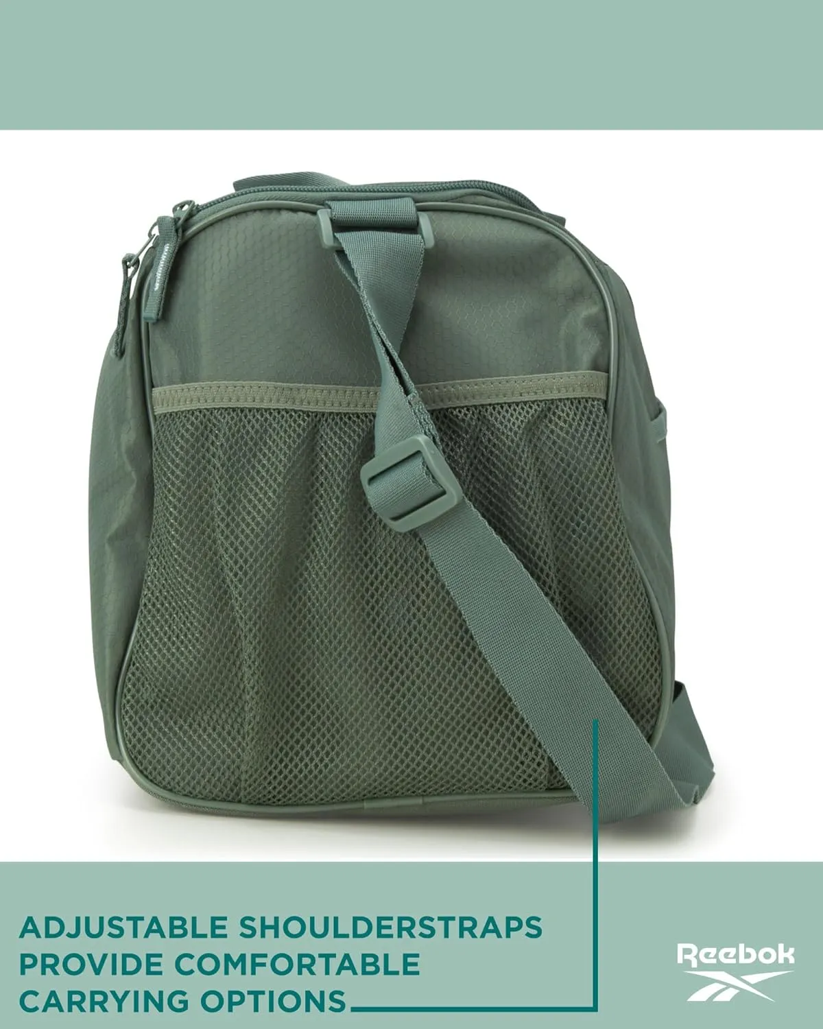 Reebok Duffle Bag – Gym Bag for Women & Men, Carry On and Overnight Duffle for Travel & Fitness, Size One Size, Green Aleph