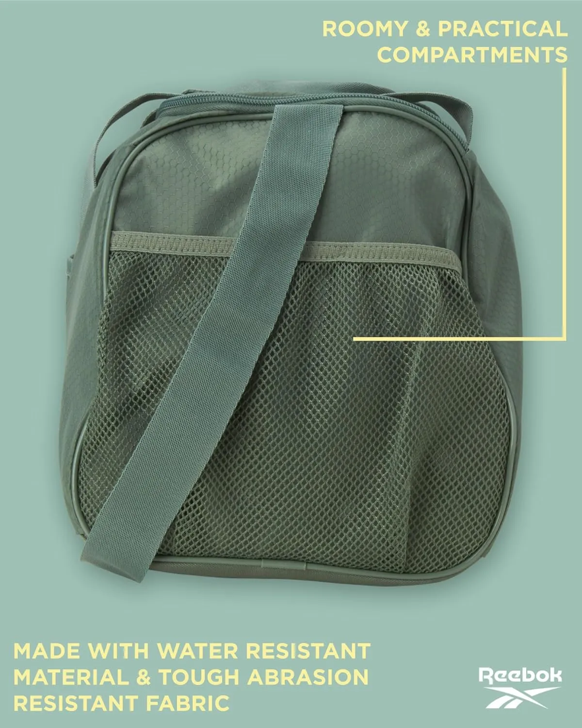 Reebok Duffle Bag – Gym Bag for Women & Men, Carry On and Overnight Duffle for Travel & Fitness, Size One Size, Green Aleph