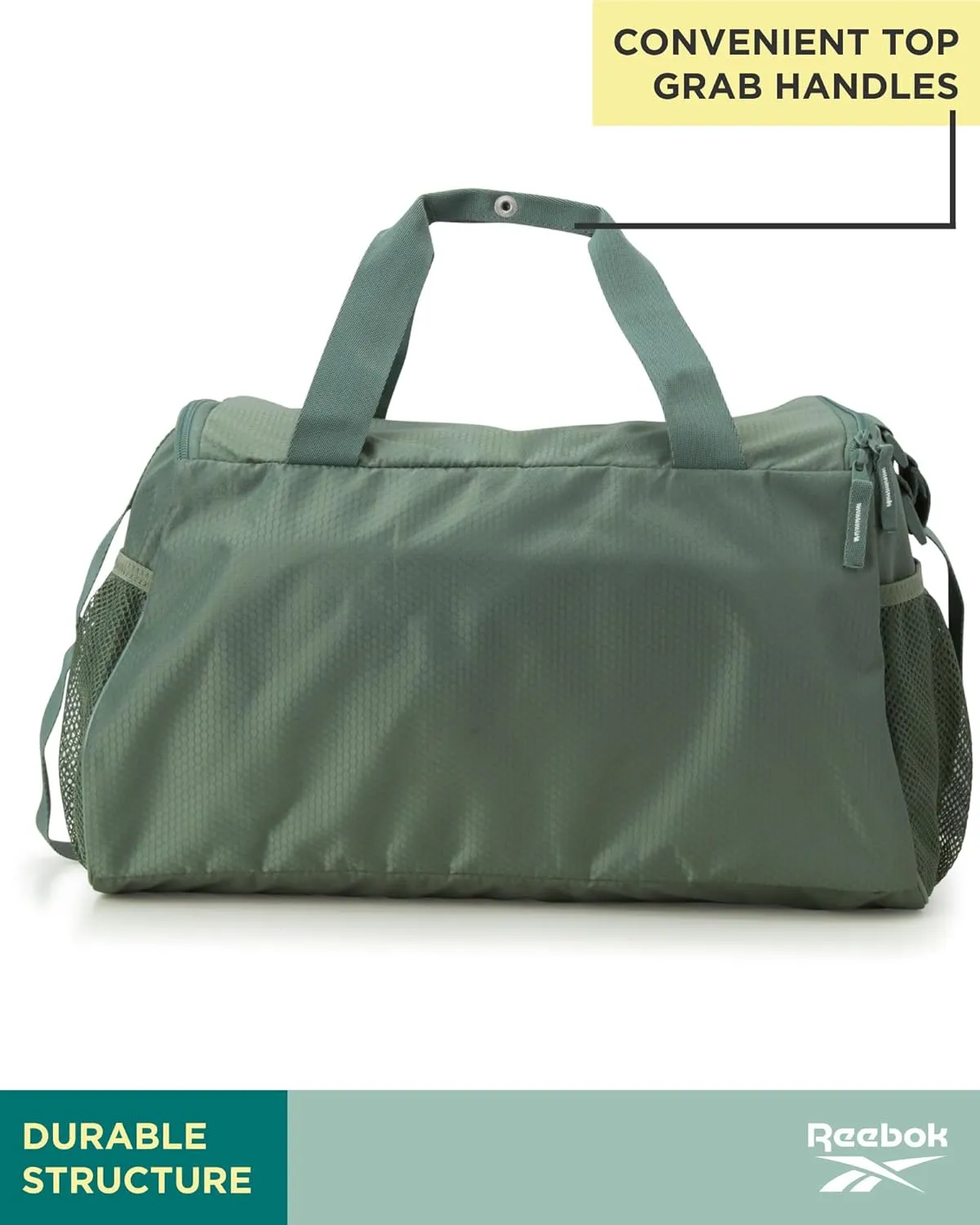 Reebok Duffle Bag – Gym Bag for Women & Men, Carry On and Overnight Duffle for Travel & Fitness, Size One Size, Green Aleph