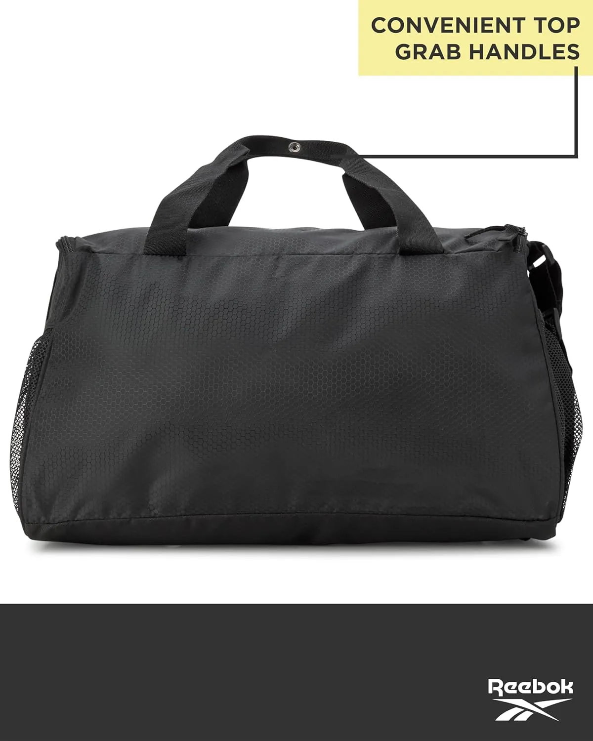 Reebok Duffle Bag – Gym Bag for Women & Men, Carry On and Overnight Duffle for Travel & Fitness, Size Small, Aleph Black