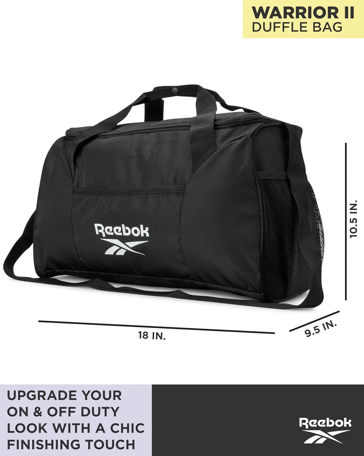 Reebok Duffle Bag – Gym Bag for Women & Men, Carry On and Overnight Duffle for Travel & Fitness, Size Small, Aleph Black