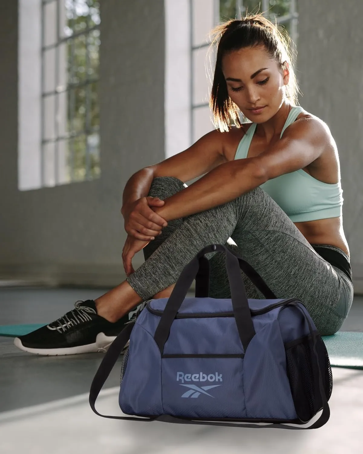 Reebok Duffle Bag – Gym Bag for Women & Men, Carry On and Overnight Duffle for Travel & Fitness, Size Small, Aleph Blue