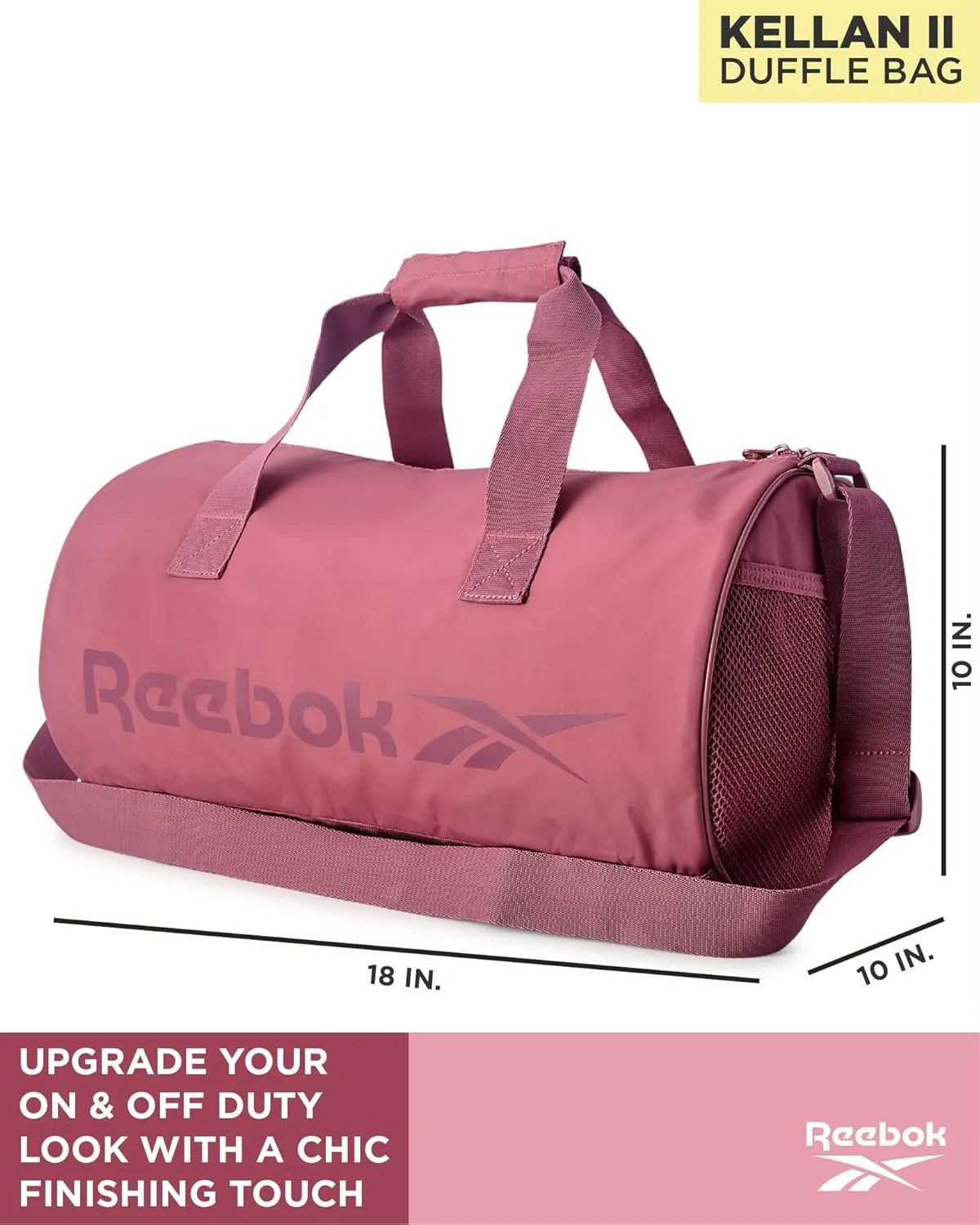 Reebok Duffle Bag – Gym Bag for Women & Men, Carry On and Overnight Duffle for Travel & Fitness, Size Small, Kellan Rose