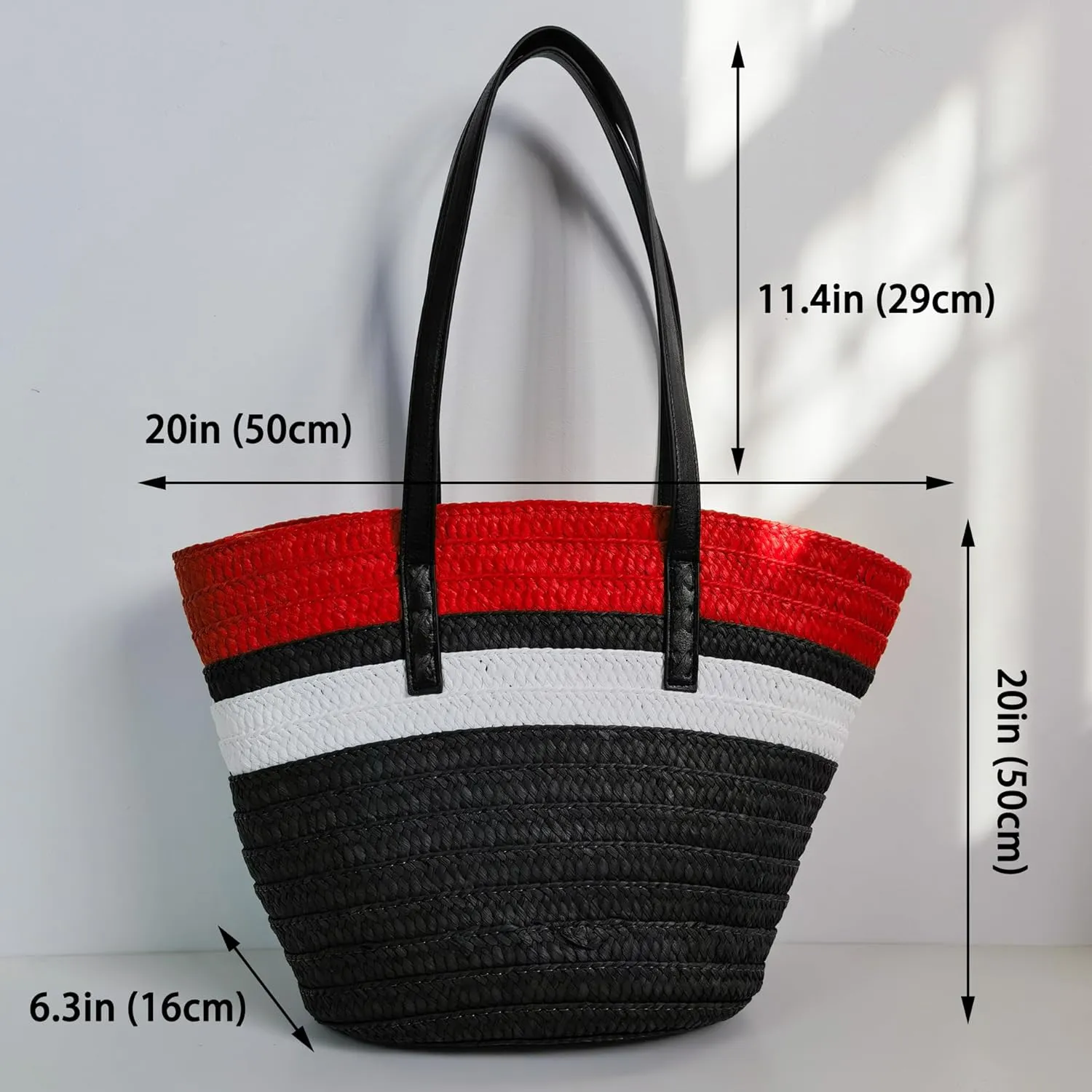 Rejolly Straw Tote Bag for Women Beach Summer Vacation Handbags Large Woven Shoulder Purse with Zipper Leather Handle Purse