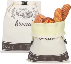 Removable Bread Bags for Homemade Bread, 2 Pack XL Beeswax Bread Bags for Sourdough Reusable Bread Bags Sourdough Bread Bags Linen Bread Bag Bread Storage Bags Food Storage Bag(12.6"x16.7")