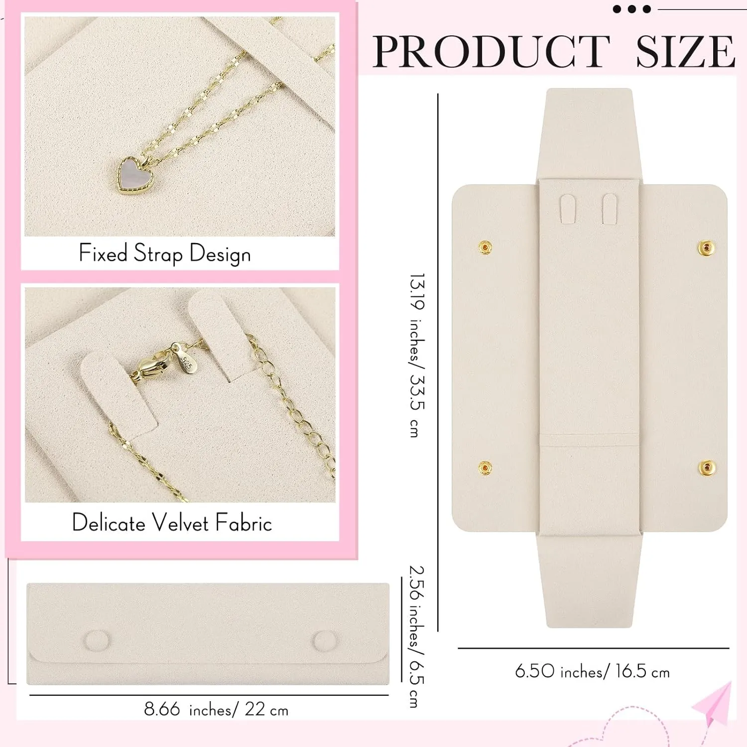 Remuuly 6 Pcs Necklace Travel Case No Tangle Necklace Pouch Travel Jewelry Organizer Bridesmaid Gifts for Wedding Christmas Microfiber Jewelry Pouch Storage Bag for Women