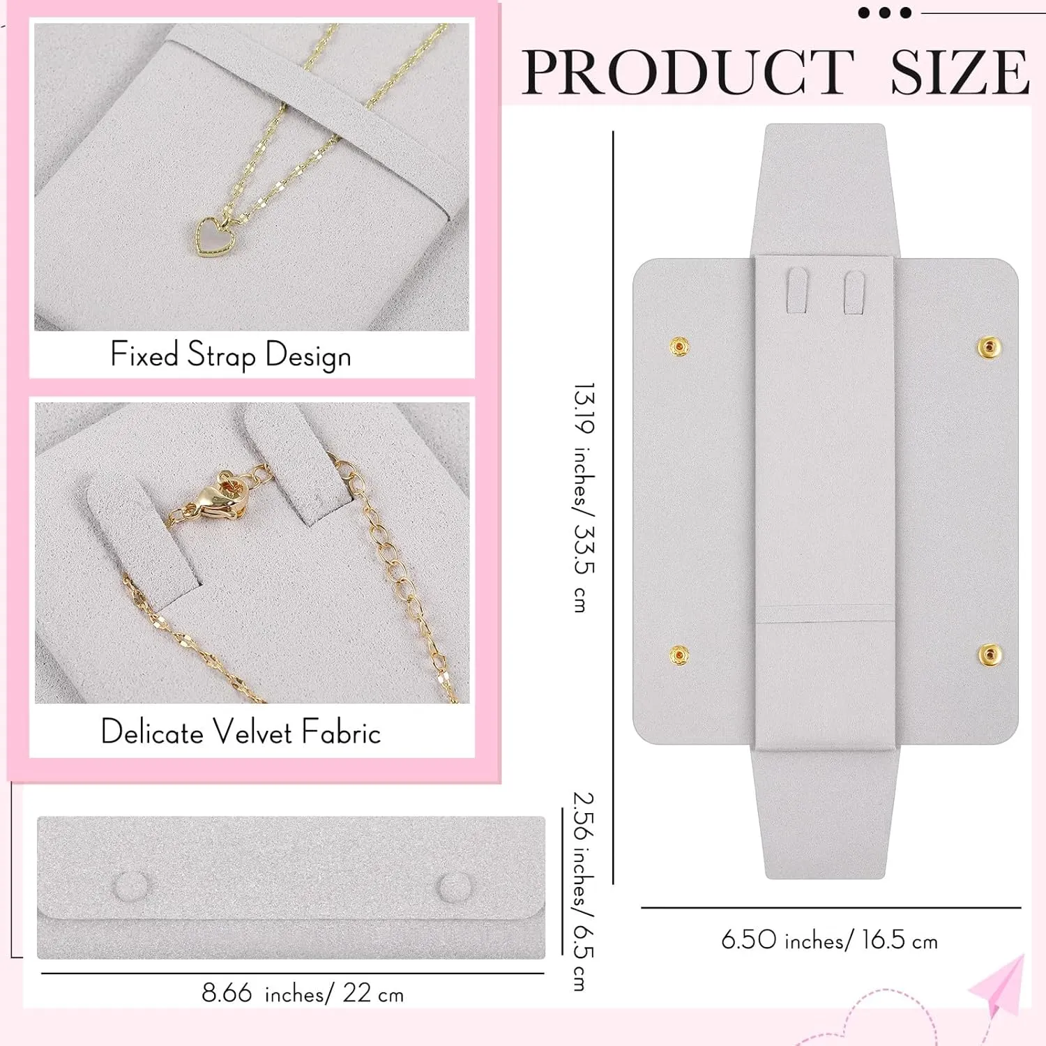 Remuuly 6 Pcs Necklace Travel Case No Tangle Necklace Pouch Travel Jewelry Organizer Bridesmaid Gifts for Wedding Christmas Microfiber Jewelry Pouch Storage Bag for Women
