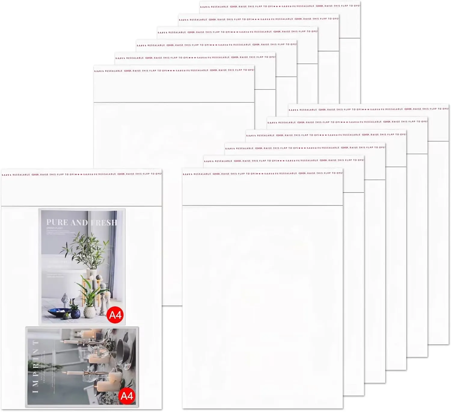 Resealable Adhesive Cello Bags 14x20 100pcs Self Sealing Cellophane Bags Clear Apparel Bags for Clothing T-shirt Handmade Goods Storage Packaging 14 Sizes to Choose from