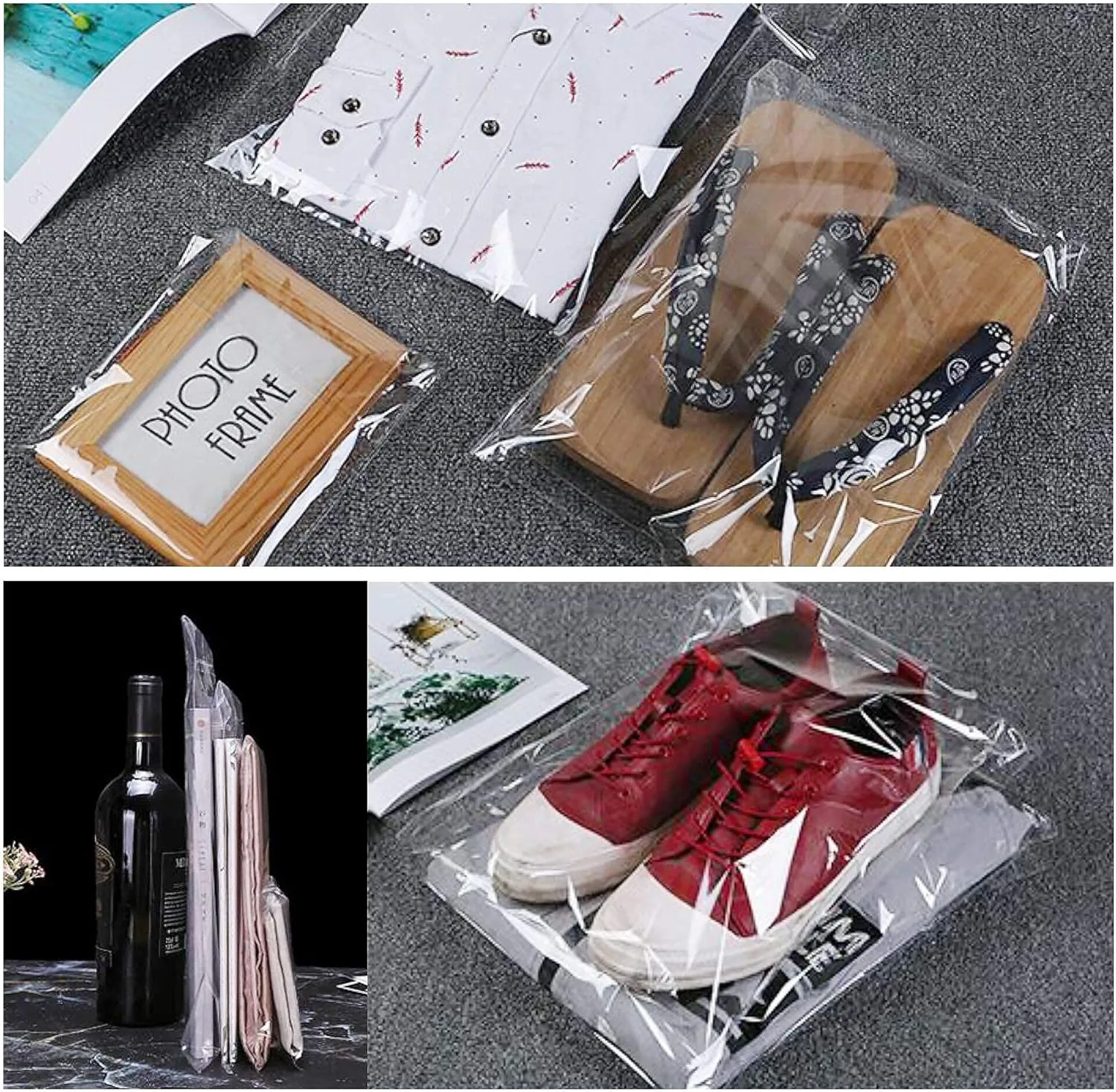 Resealable Adhesive Cello Bags 14x20 100pcs Self Sealing Cellophane Bags Clear Apparel Bags for Clothing T-shirt Handmade Goods Storage Packaging 14 Sizes to Choose from