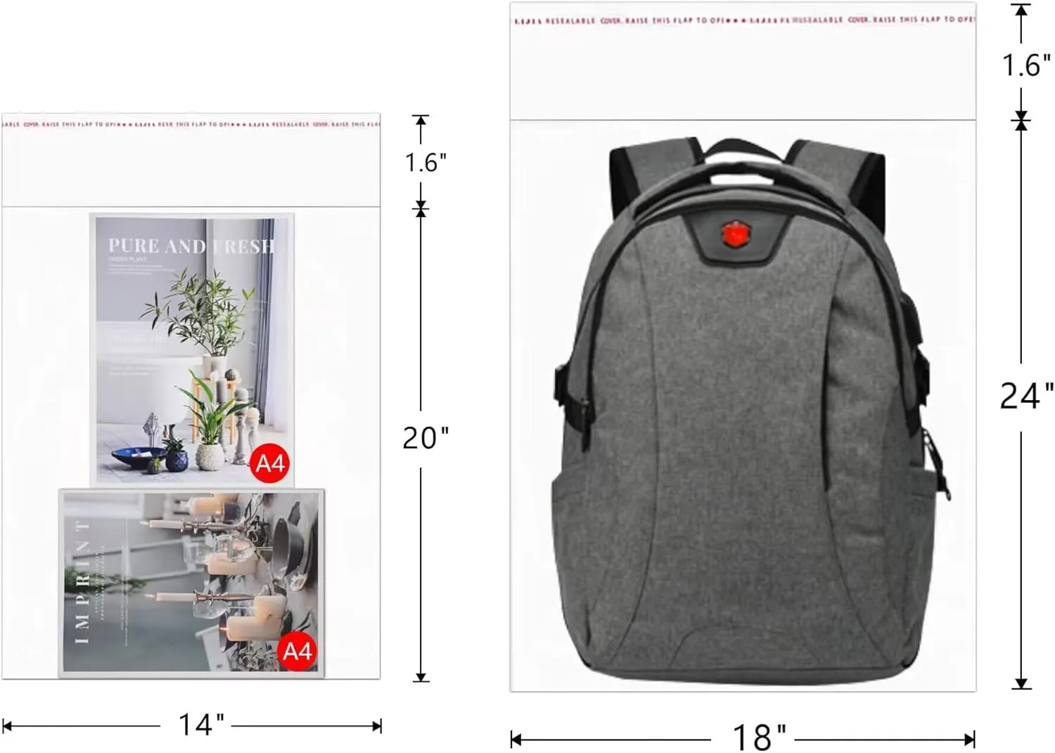 Resealable Adhesive Cello Bags 14x20 100pcs Self Sealing Cellophane Bags Clear Apparel Bags for Clothing T-shirt Handmade Goods Storage Packaging 14 Sizes to Choose from