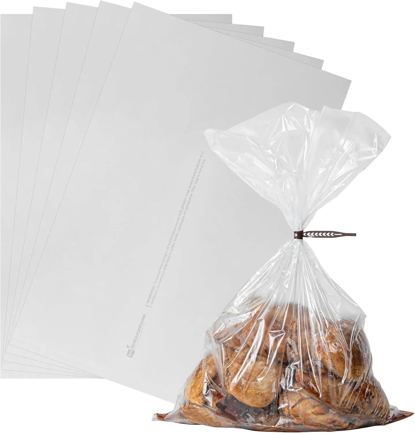 Restaurantware-Fresh Hero 18 × 12 Inch Oven Bags, 50 Count,Nylon Oven-Roasting Cooking Bags With Ties - Do Not Contain BPA, Disposable, Clear Suitable For Chicken, Meat Poultry, Vegetables
