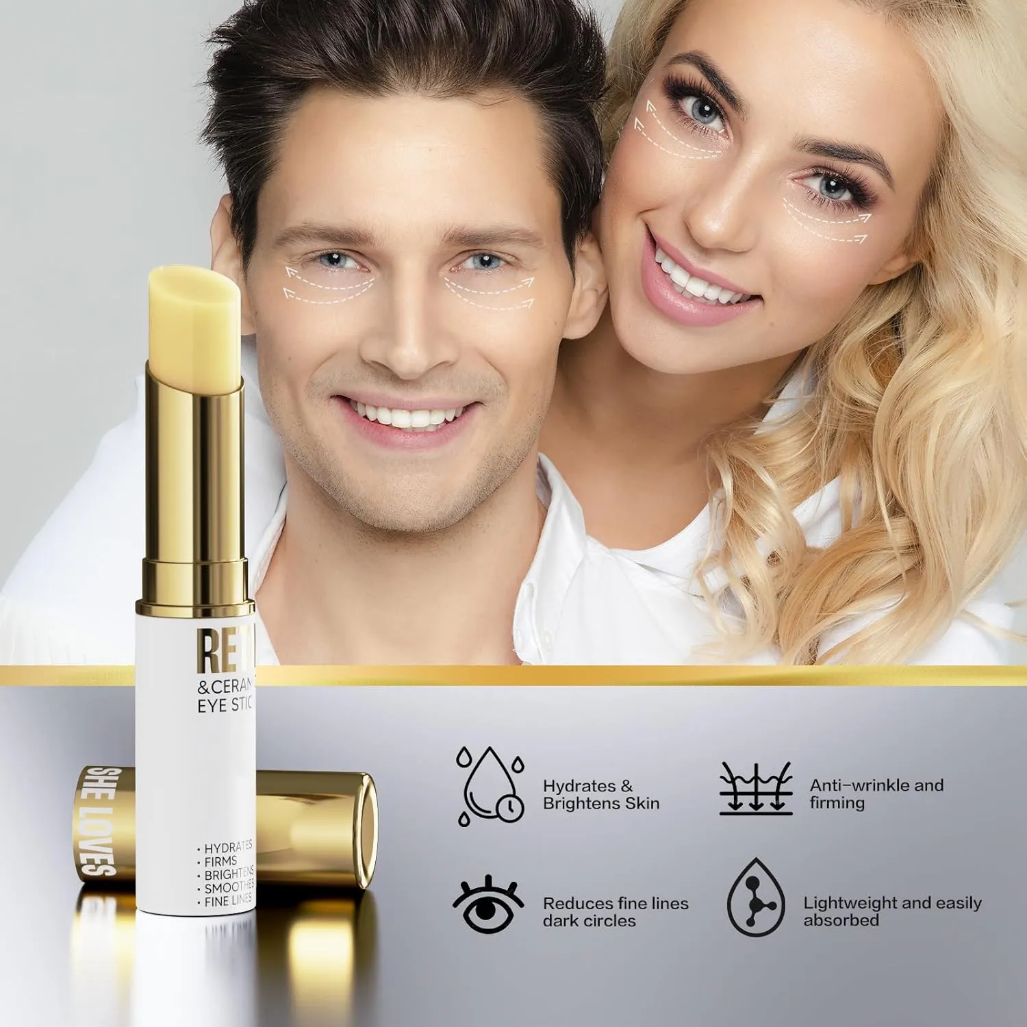 Retinol Eye Stick, Eye Cream for Dark Circles and Puffiness, Eye Brightening Cream for Hydration, Wrinkles in 3-4 Weeks, Travel Portability Anti-Aging Eye Cream for Bags Under Eye Reduces Fine Line