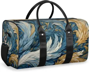 Retro Feather Travel Duffle Bag for Women Men Gym Duffel Foldable Bag Waterproof Weekender Bohemian Theme Duffle Tote