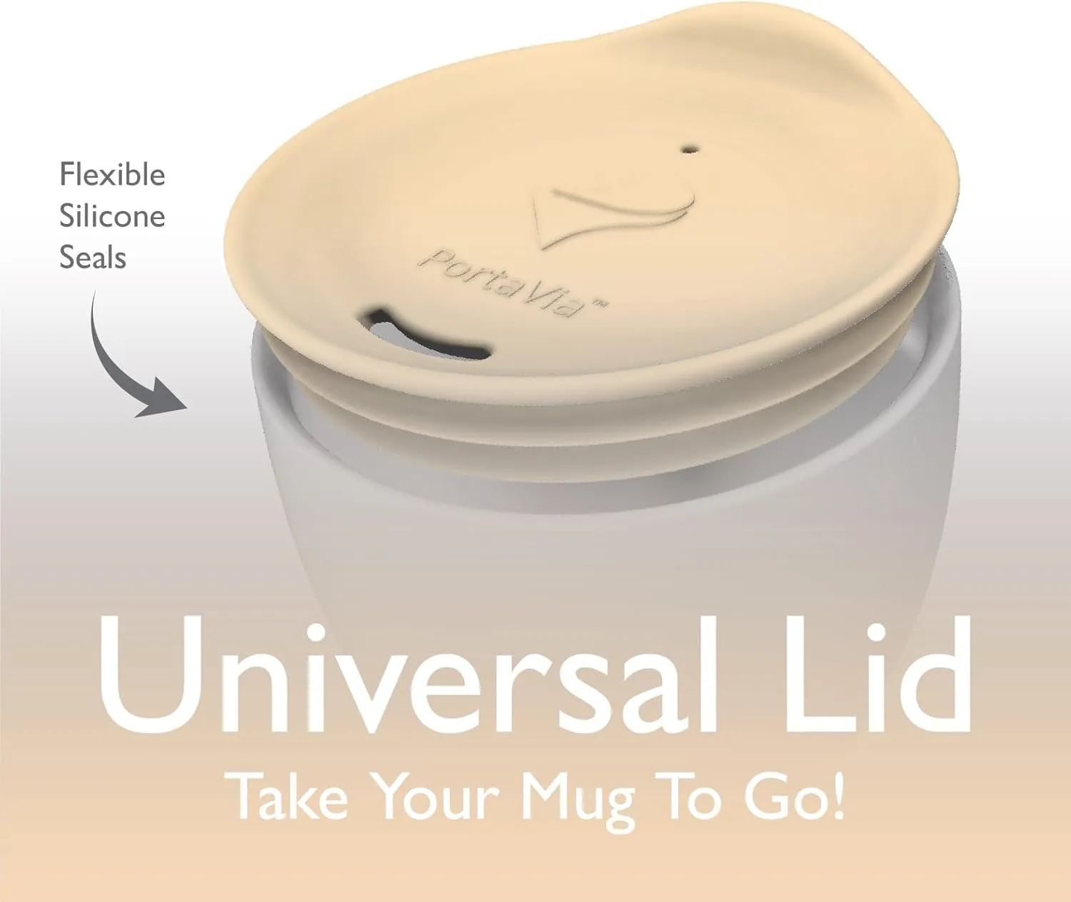 Reusable Coffee Cup Silicone Lid – Fits Most Tumbler, Water Bottle, & Ceramic Coffee Mug Between 3⅜”-3⅝” – Dishwasher-Safe Travel Mug Lid keeps your beverage in your mug (Large - Cappuccino)