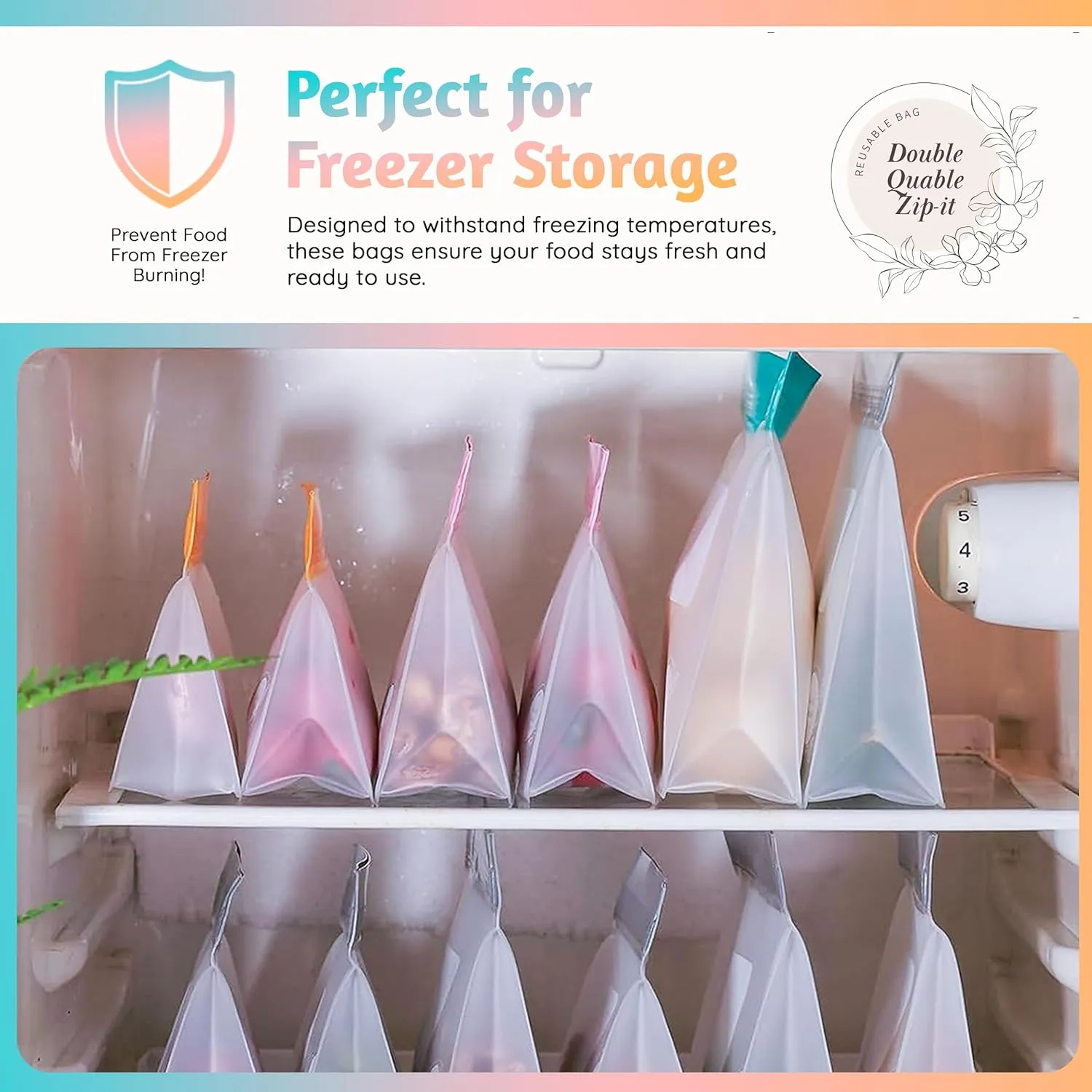 Reusable Silicone Food Storage Bags 8-Pack – BPA-Free Freezer & Dishwasher Safe, Leakproof Stand-Up Snack Bags 2 Gl   2 L, 4 M– Eco-Friendly Airtight Ziplock Bags for Kitchen & Travel(Grey)
