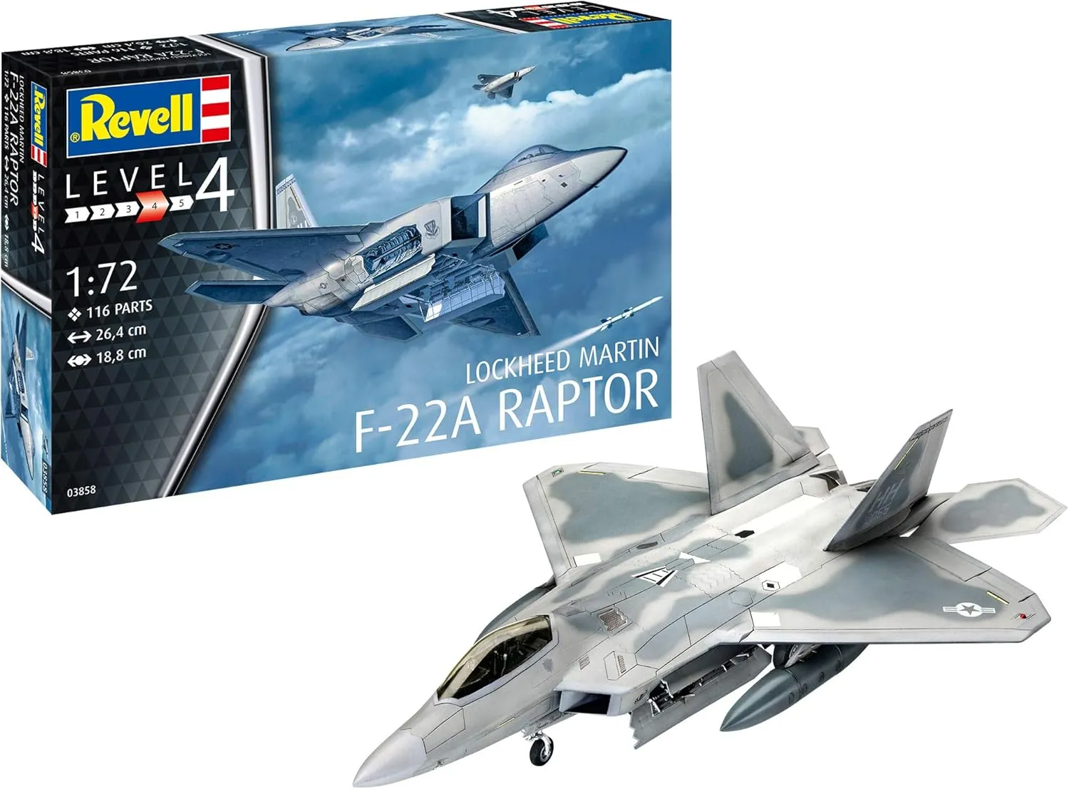 Revell 03858 Lockheed Martin F-22A Raptor Model Kit 1:72 Scale