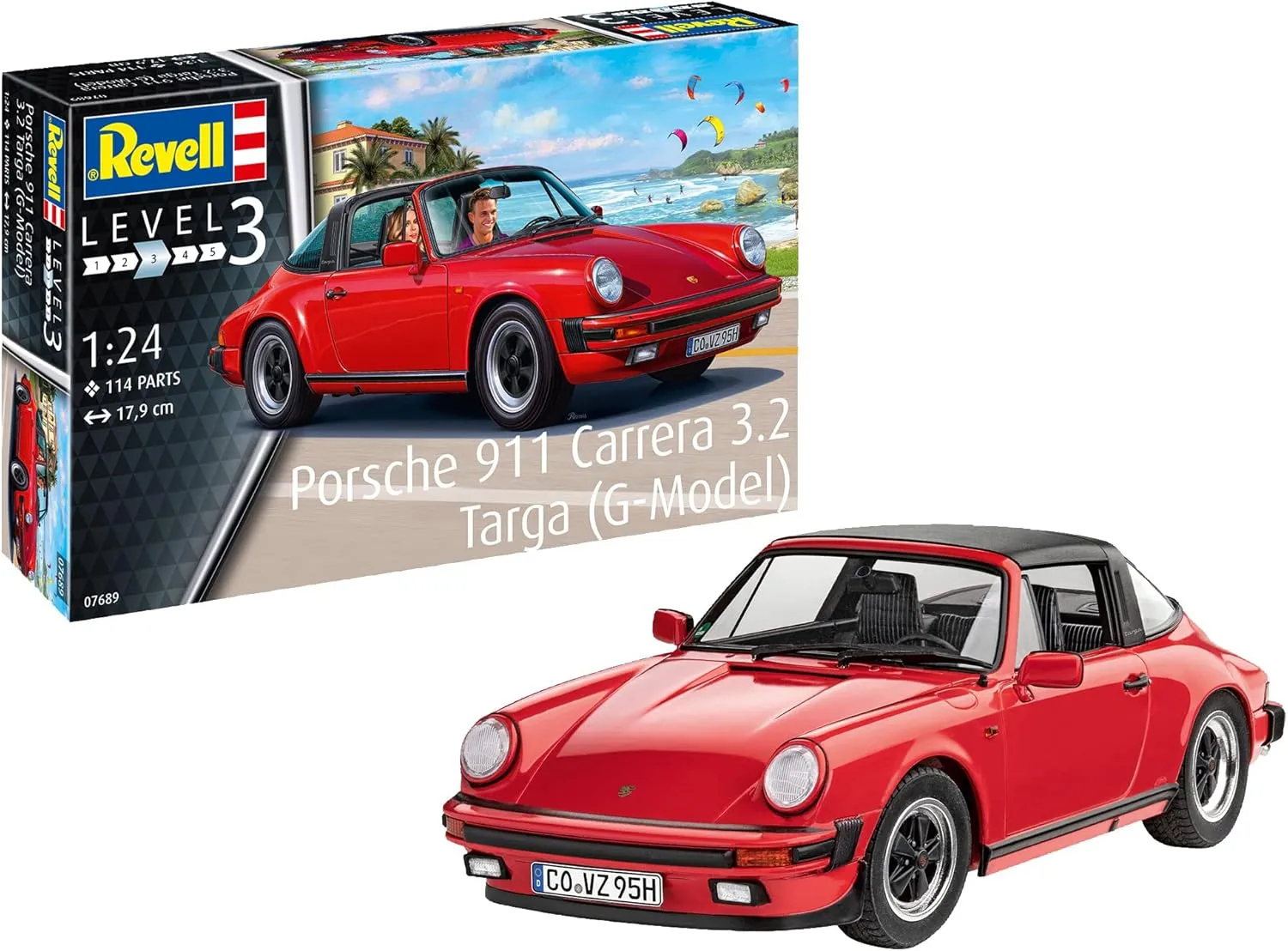 Revell 07689 Porsche 911 Carrera 3.2 Targa (G-Model) 1:24 Scale Unbuilt/Unpainted Plastic Model Kit