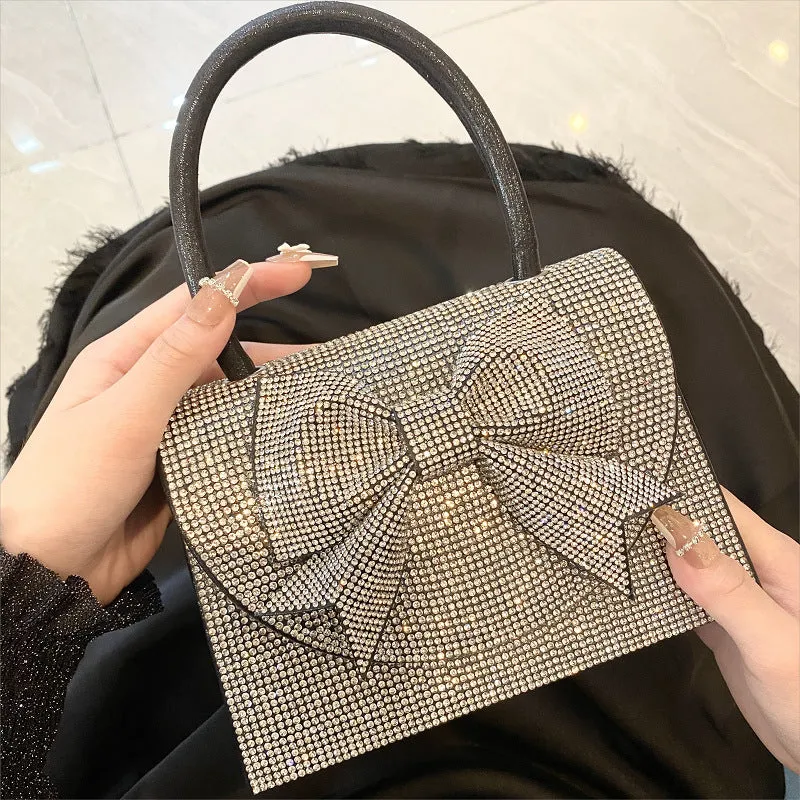Rhinestone Embellished Ribbon Handbag by Hazel