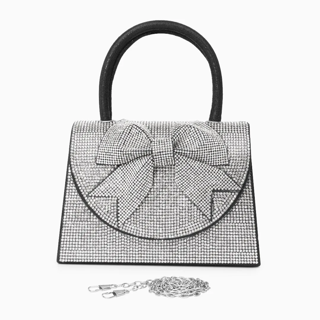 Rhinestone Embellished Ribbon Handbag by Hazel