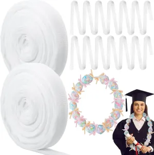 Ribbonlic 624 ft Candy Lei Tubing Graduation Leis Netting Bags 2 Roll Candy Lei Tubing White Mesh Bag for Packing Snacks and Small Toys