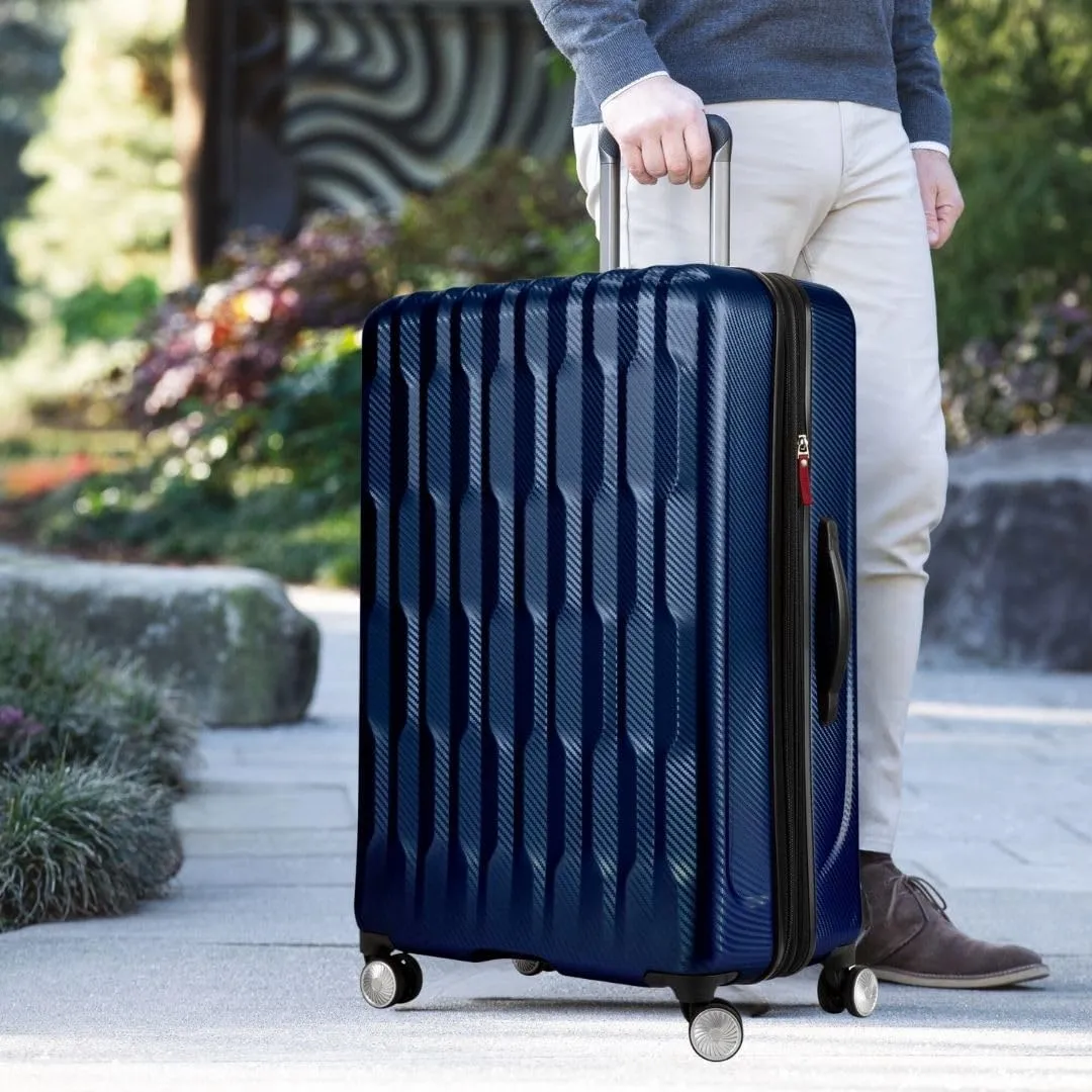 Ricardo Beverly Hills Lombard Hardside Carry-On Luggage – Expandable Travel Bag with 8-Spinner Dual Wheels & Telescoping Handle. 21-inch, Royal Blue
