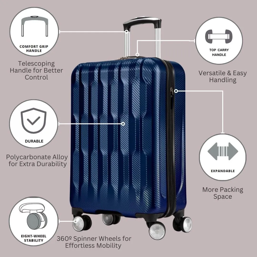 Ricardo Beverly Hills Lombard Hardside Carry-On Luggage – Expandable Travel Bag with 8-Spinner Dual Wheels & Telescoping Handle. 21-inch, Royal Blue