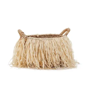 Rootz Raffia Storage Basket - Banana Leaf Basket - Tropical Storage - Island-Style Design - 43cm x 43cm x 30cm