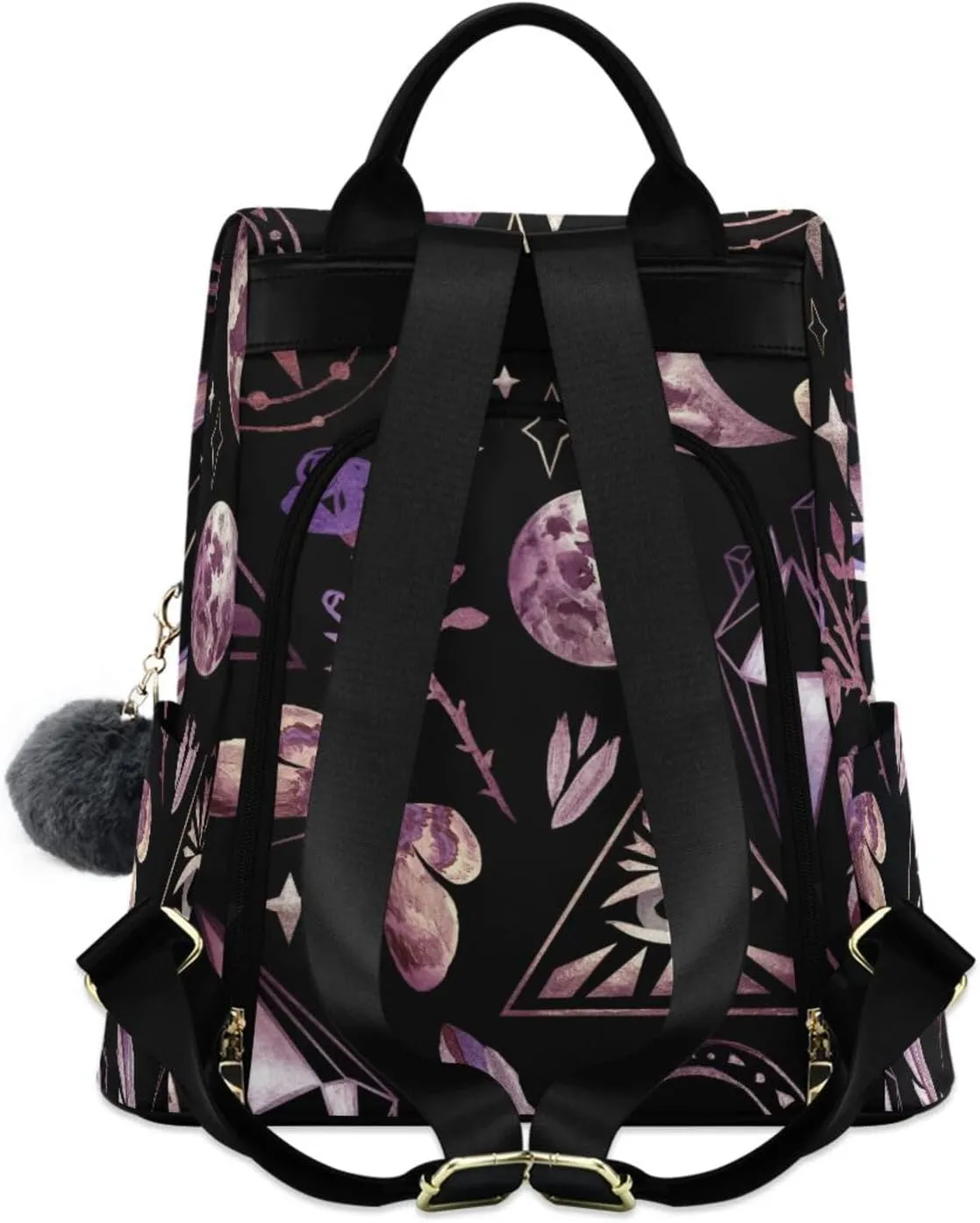 Rose Stars Feather and Night Butterfly Backpack for Women Anti Theft Large Fashion Travel Shoulder Bags Ladies Multiple Pockets Handbags Purse