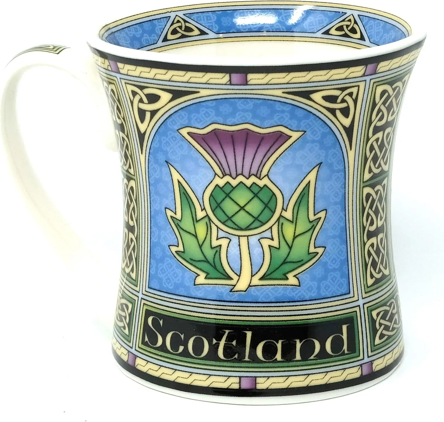 Royal Tara Ceramic Tea Set of 3 Scotland Thistle 2 Mugs Cups - Tea Bag Holder - Tea Bag Plate - Tea Bag Caddy Holder Teabag Coaster New Bone China Scottish Porcelain Cup11fl oz