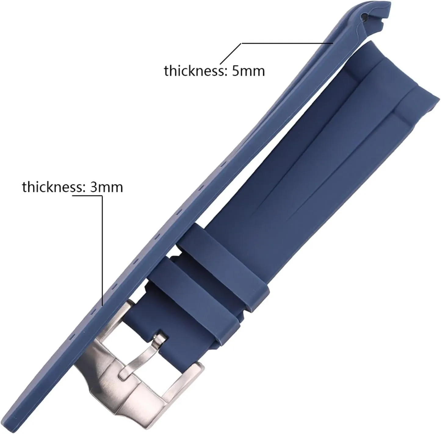 Rubber Watch Strap 20mm Curved End Soft Silicone Watchband Black Green Blue Diving Bracelet Wrist Band